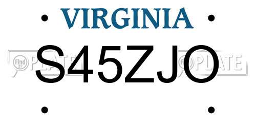 S45ZJO Virginia License Plate