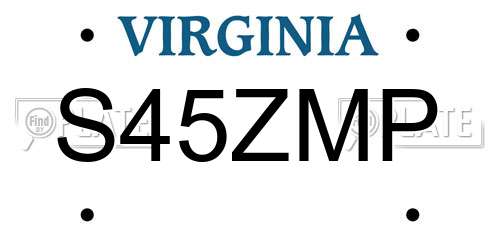 S45ZMP Virginia License Plate
