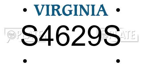 S4629S Virginia License Plate