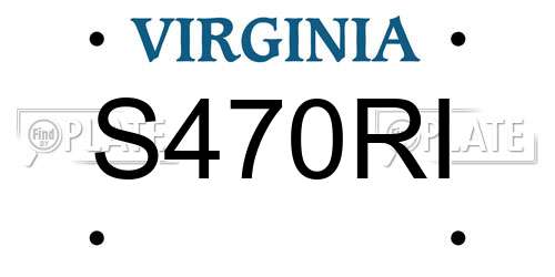S470RI Virginia License Plate