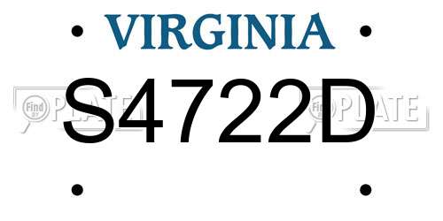 S4722D Virginia License Plate