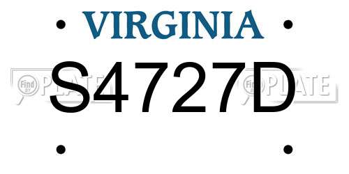 S4727D Virginia License Plate