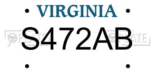 S472AB Virginia License Plate