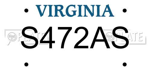 S472AS Virginia License Plate