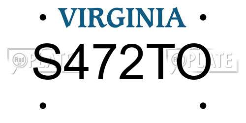 S472TO Virginia License Plate