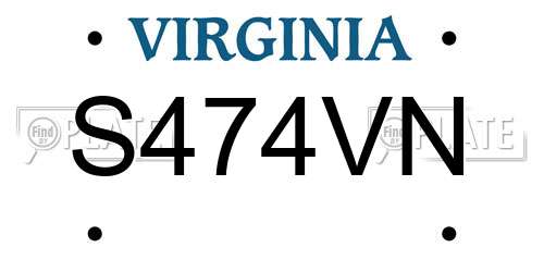 S474VN Virginia License Plate