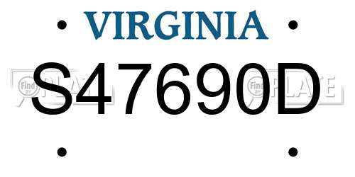 S47690D Virginia License Plate
