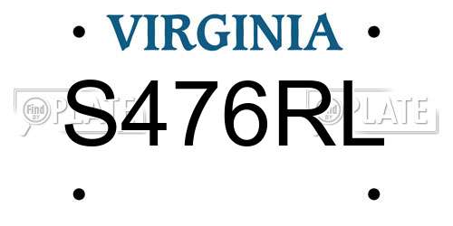 S476RL Virginia License Plate