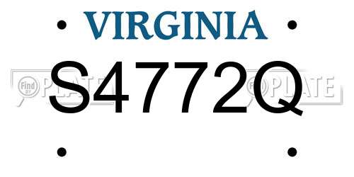 S4772Q Virginia License Plate