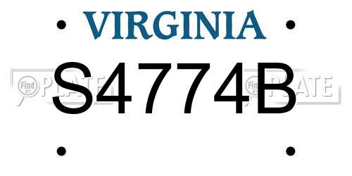 S4774B Virginia License Plate