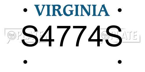 S4774S Virginia License Plate