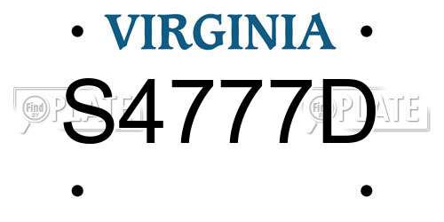 S4777D Virginia License Plate