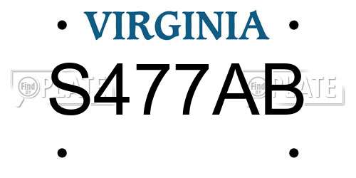 S477AB Virginia License Plate