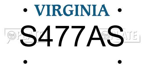 S477AS Virginia License Plate