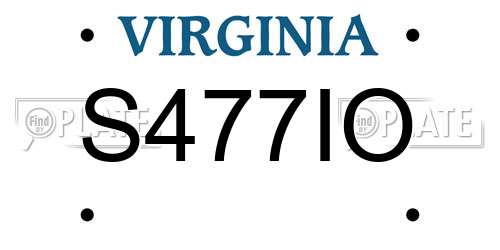 S477IO Virginia License Plate