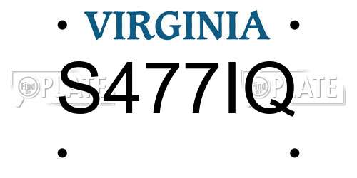 S477IQ Virginia License Plate