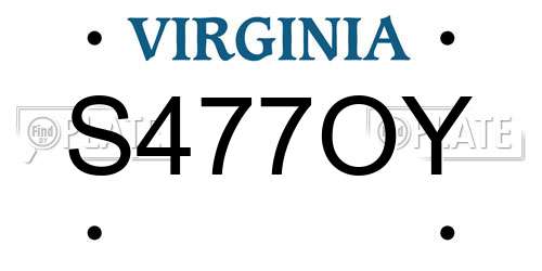 S477OY Virginia License Plate