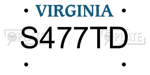 S477TD Virginia License Plate