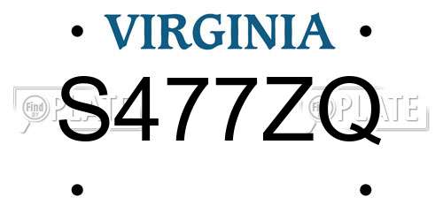 S477ZQ Virginia License Plate