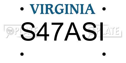 S47ASI Virginia License Plate