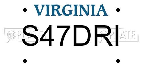 S47DRI Virginia License Plate