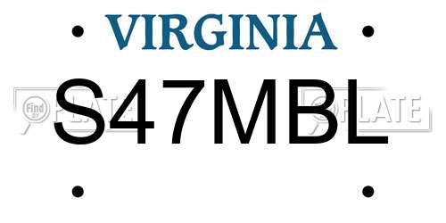 S47MBL Virginia License Plate