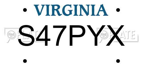 S47PYX Virginia License Plate