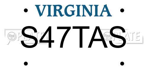 S47TAS Virginia License Plate