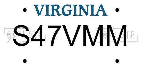 S47VMM Virginia License Plate