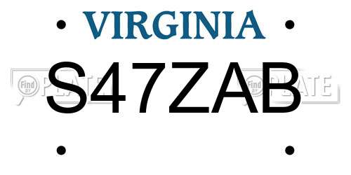 S47ZAB Virginia License Plate