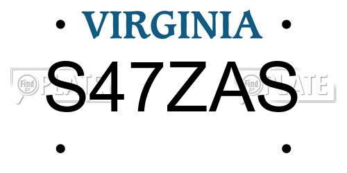 S47ZAS Virginia License Plate