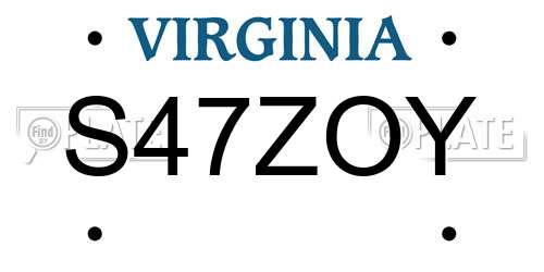 S47ZOY Virginia License Plate