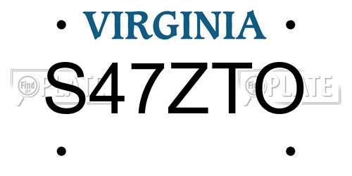 S47ZTO Virginia License Plate
