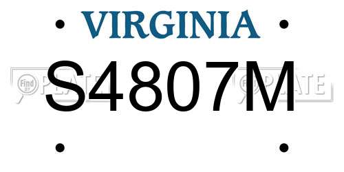 S4807M Virginia License Plate