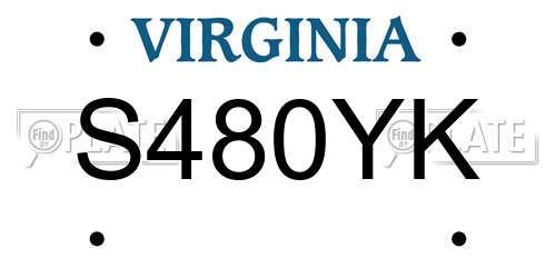 S480YK Virginia License Plate