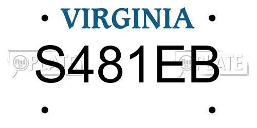 S481EB Virginia License Plate