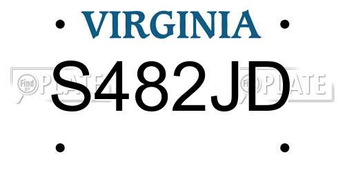 S482JD Virginia License Plate