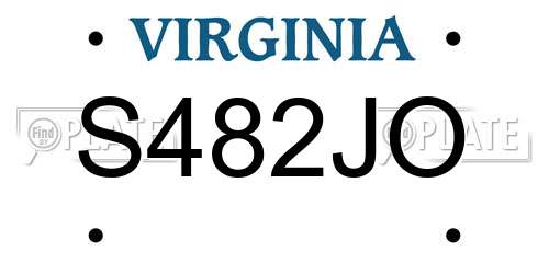 S482JO Virginia License Plate