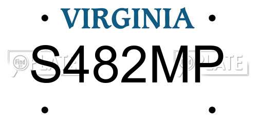 S482MP Virginia License Plate