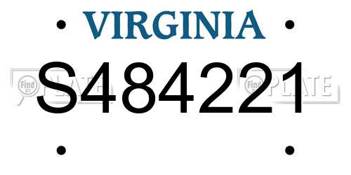 S484221 Virginia License Plate