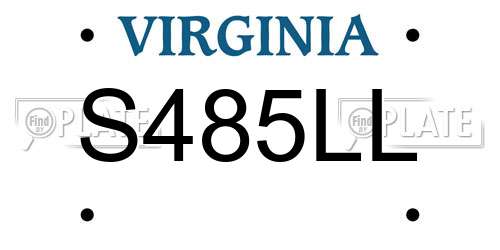 S485LL Virginia License Plate