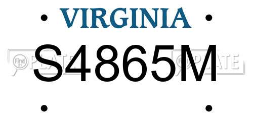 S4865M Virginia License Plate