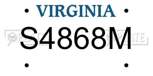 S4868M Virginia License Plate