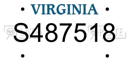 S487518 Virginia License Plate