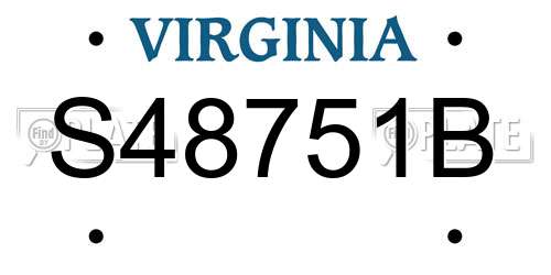 S48751B Virginia License Plate