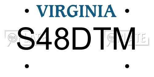 S48DTM Virginia License Plate