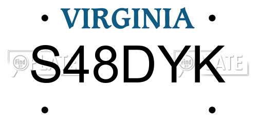 S48DYK Virginia License Plate