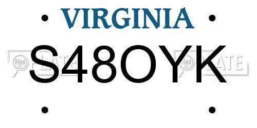S48OYK Virginia License Plate