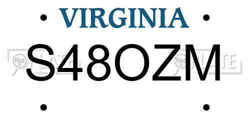 S48OZM Virginia License Plate