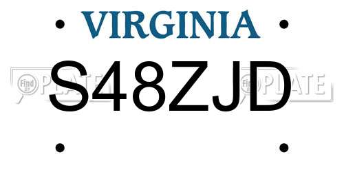 S48ZJD Virginia License Plate